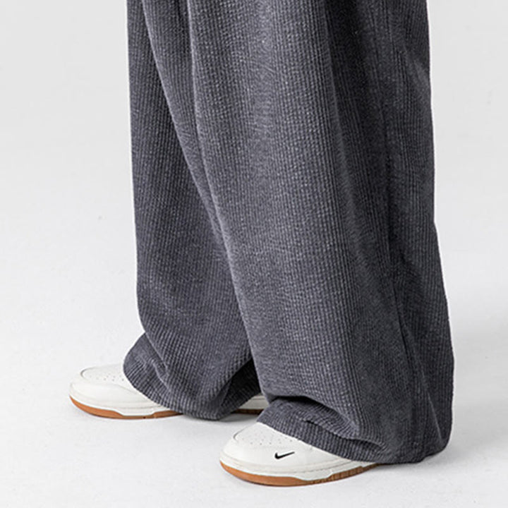 Pantalones anchos de pana de algodón de color liso para hombre con bolsillos y Buddha Stones