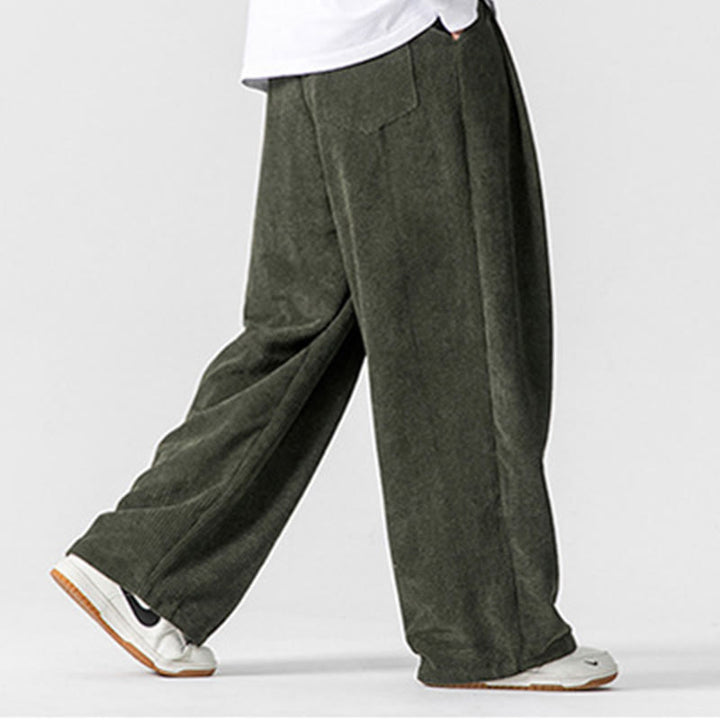 Pantalones de pana de pierna ancha para hombre con bolsillos, color liso y estampado de Buddha Stones. - image 16