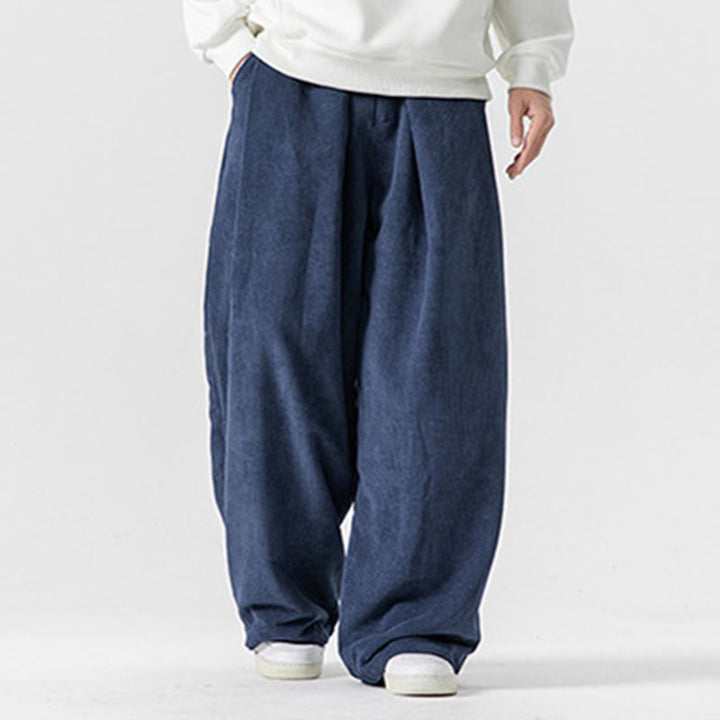Pantalones anchos de pana de algodón de color liso para hombre con bolsillos y Buddha Stones - image 33