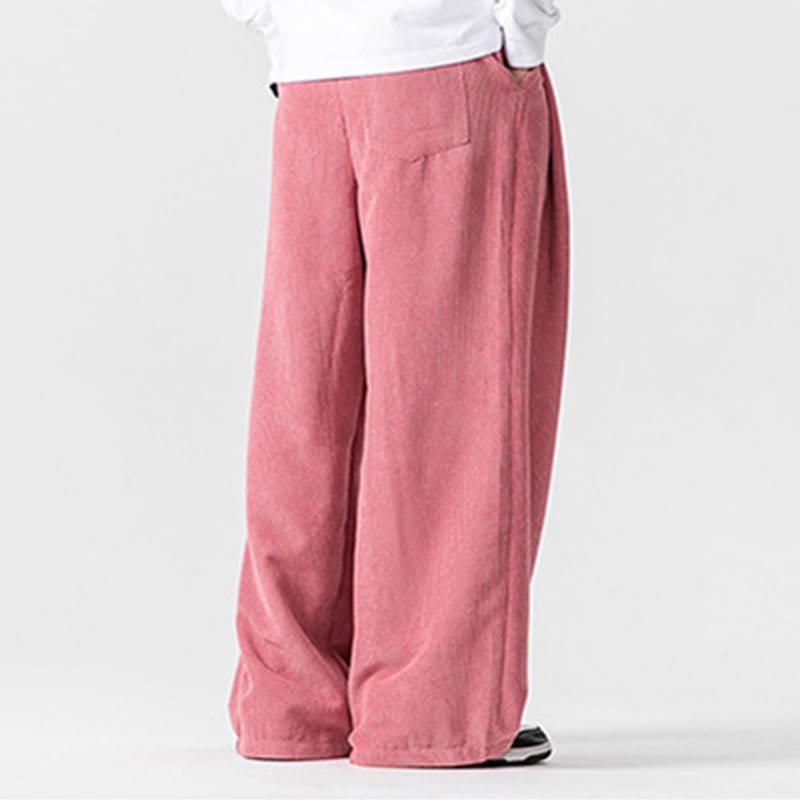 Pantalones anchos de pana de algodón de color liso para hombre con bolsillos y Buddha Stones - image 41