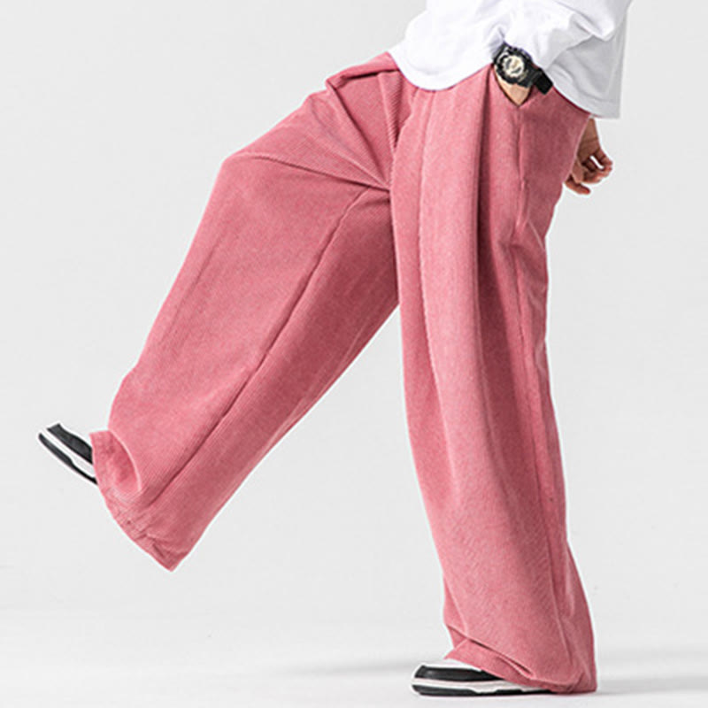 Pantalones de pana de pierna ancha para hombre con bolsillos, color liso y estampado de Buddha Stones. - image 44
