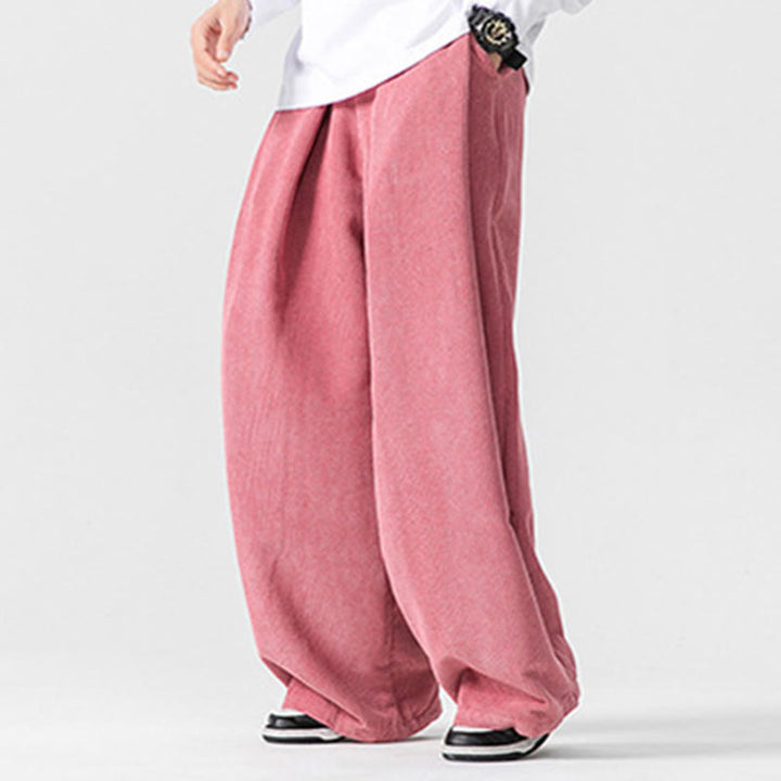 Pantalones anchos de pana de algodón de color liso para hombre con bolsillos y Buddha Stones - image 44