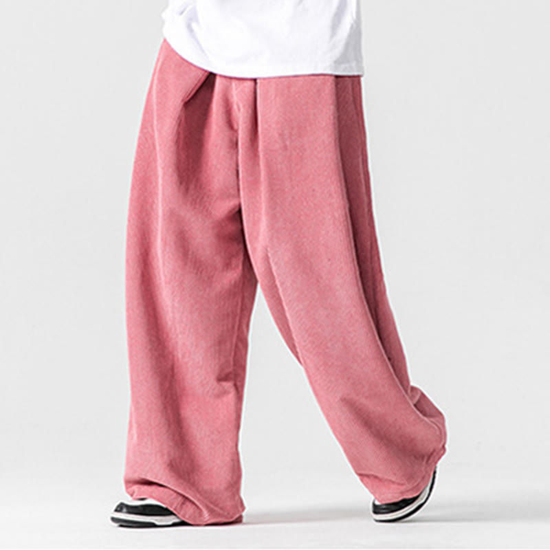 Pantalones anchos de pana de algodón de color liso para hombre con bolsillos y Buddha Stones - image 43