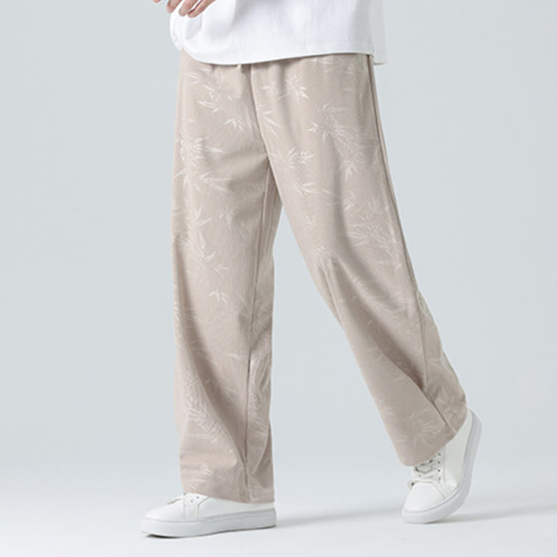 Pantalones anchos de pana con estampado de bambú y Buddha Stones para hombre con bolsillos - image 3