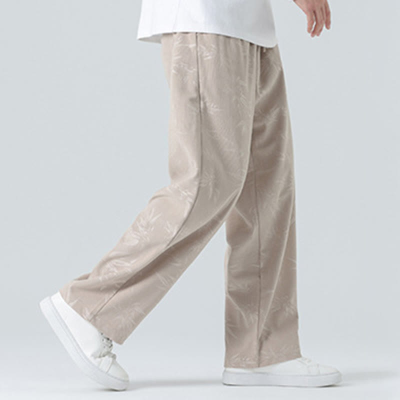 Pantalones anchos de pana con estampado de bambú y Buddha Stones para hombre con bolsillos - image 5