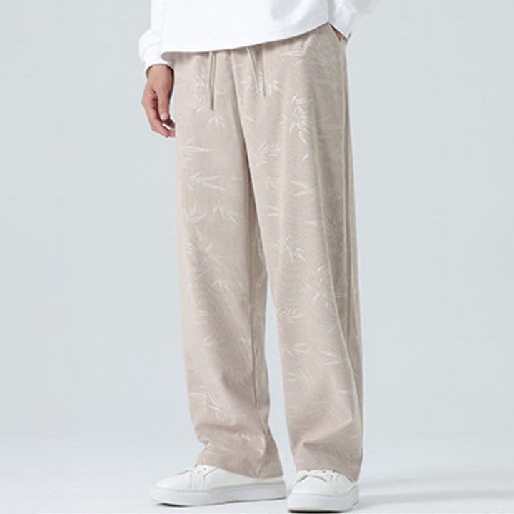 Pantalones anchos de pana con estampado de bambú y Buddha Stones para hombre con bolsillos - image 7