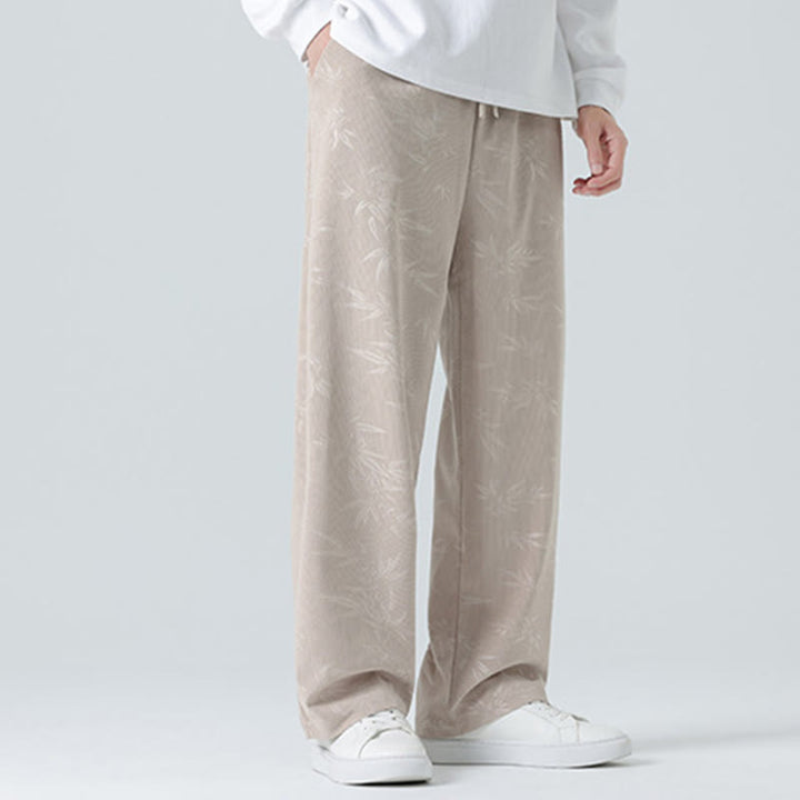 Pantalones anchos de pana con estampado de bambú y Buddha Stones para hombre con bolsillos - image 6