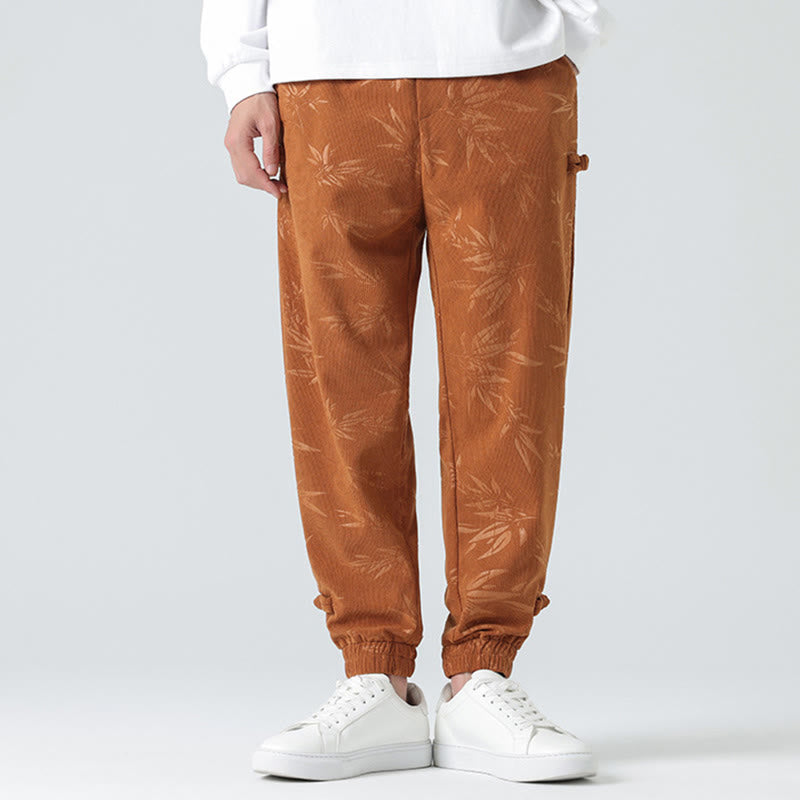Pantalones de pana con botones de rana y bolsillos para hombre de Buddha Stones para otoño e invierno - image 1