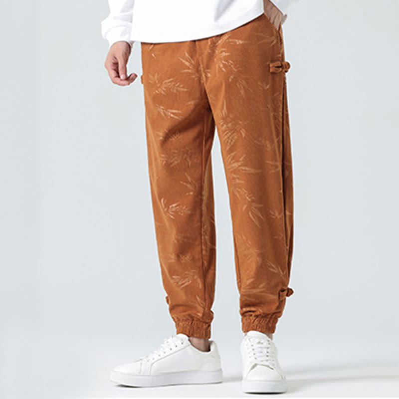 Pantalones de pana con botones de rana y bolsillos para hombre de Buddha Stones para otoño e invierno - image 7