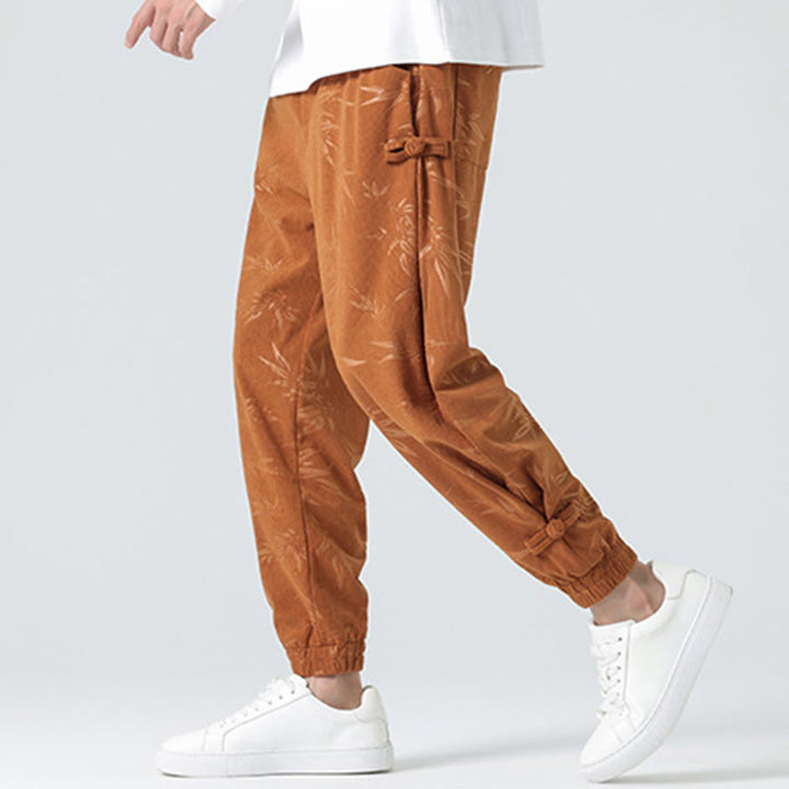 Pantalones de pana con botones de rana y bolsillos para hombre de Buddha Stones para otoño e invierno - image 6