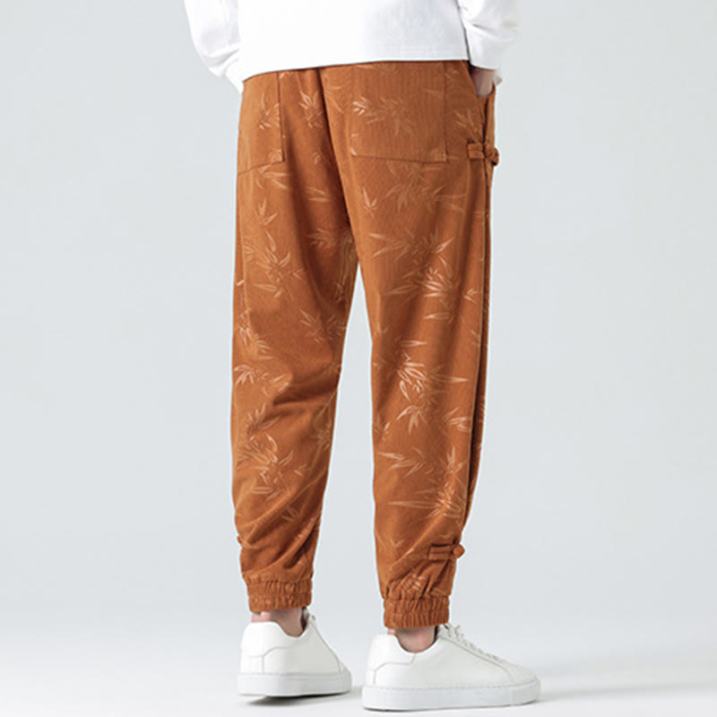 Pantalones de pana con botones de rana y bolsillos para hombre de Buddha Stones para otoño e invierno - image 4