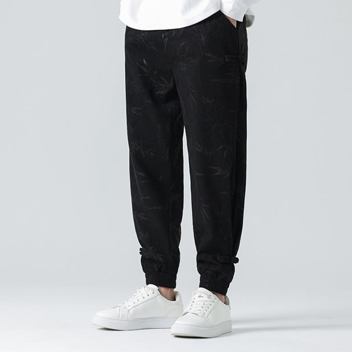 Pantalones de pana con botones de rana y bolsillos para hombre de Buddha Stones para otoño e invierno - image 13