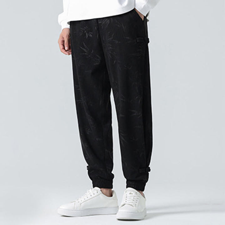 Pantalones de pana con botones de rana y bolsillos para hombre de Buddha Stones para otoño e invierno - image 15