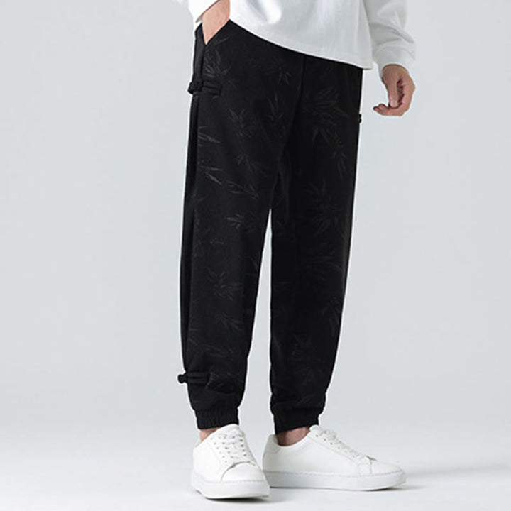 Pantalones de pana con botones de rana y bolsillos para hombre de Buddha Stones para otoño e invierno - image 14