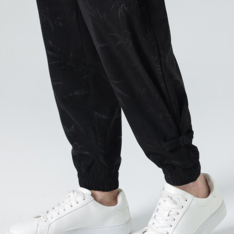 Pantalones de pana con botones de rana y bolsillos para hombre de Buddha Stones para otoño e invierno - image 19