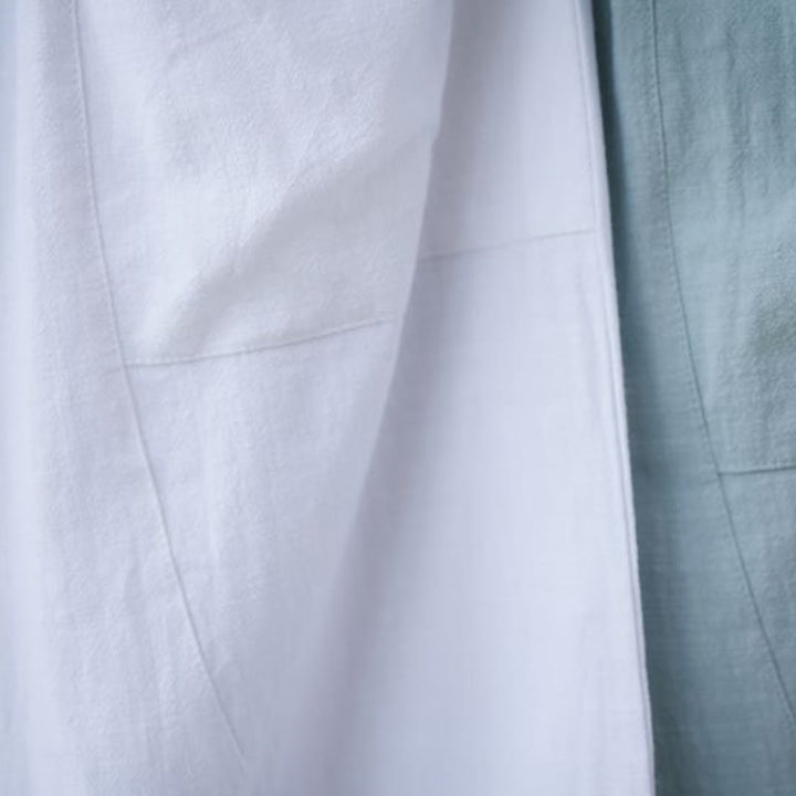 Pantalones harén de lino y algodón con ramio de color liso con cintura elástica y bolsillos para hombre de Buddha Stones - image 31