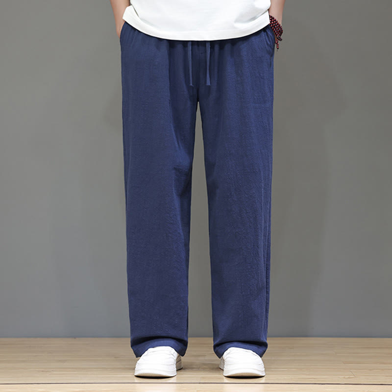 Pantalones rectos de lino y algodón de verano para hombre con bolsillos de Buddha Stones - image 2