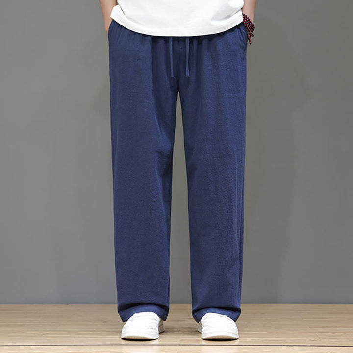 Pantalones rectos de lino y algodón de verano para hombre con bolsillos de Buddha Stones - image 2