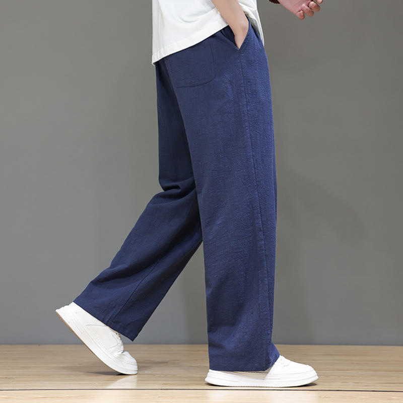 Pantalones rectos de lino y algodón de verano para hombre con bolsillos de Buddha Stones - image 4