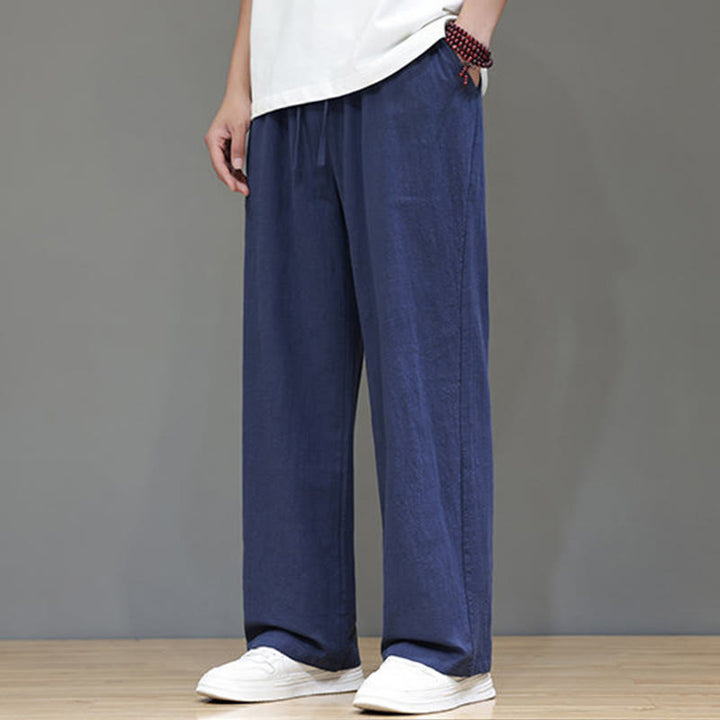 Pantalones rectos de lino y algodón de verano para hombre con bolsillos de Buddha Stones - image 9