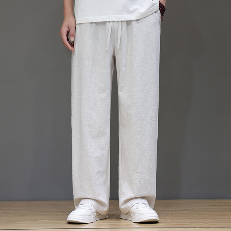 Pantalones rectos de lino y algodón de verano para hombre con bolsillos de Buddha Stones - image 12