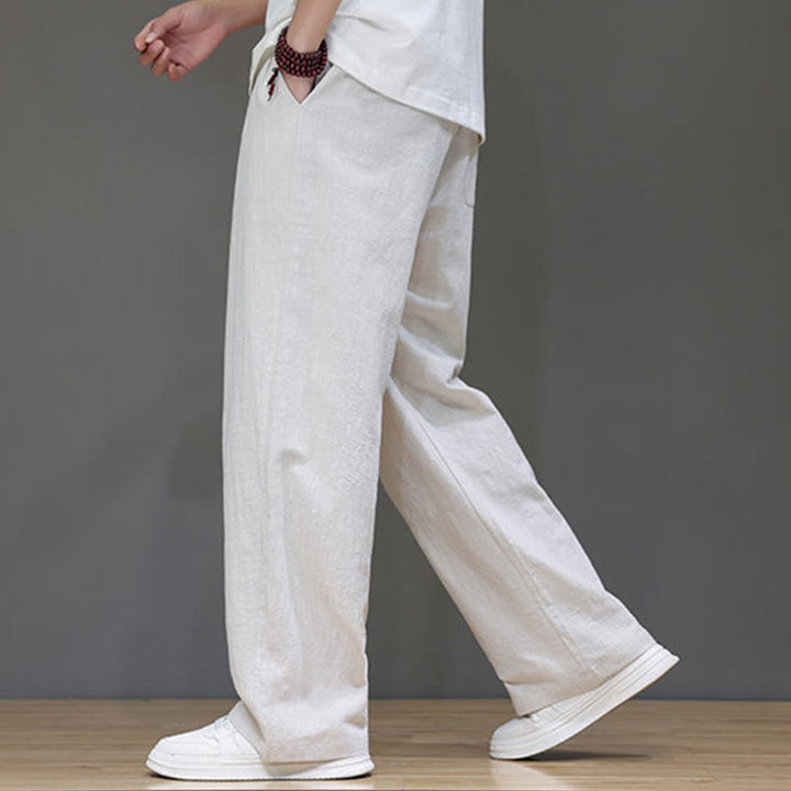 Pantalones rectos de lino y algodón de verano para hombre con bolsillos de Buddha Stones - image 16