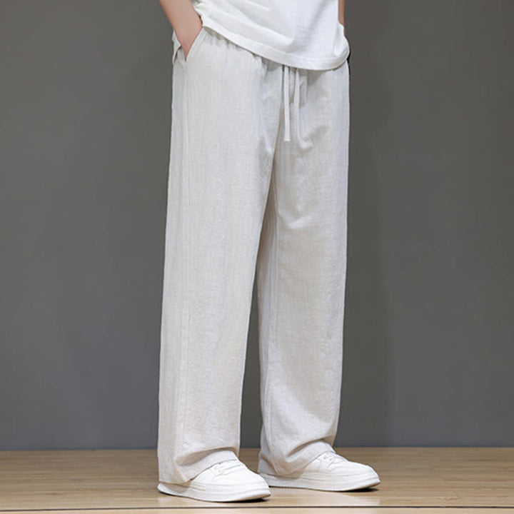 Pantalones rectos de lino y algodón de verano para hombre con bolsillos de Buddha Stones - image 13