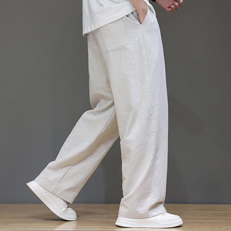 Pantalones rectos de lino y algodón de verano para hombre con bolsillos de Buddha Stones - image 14