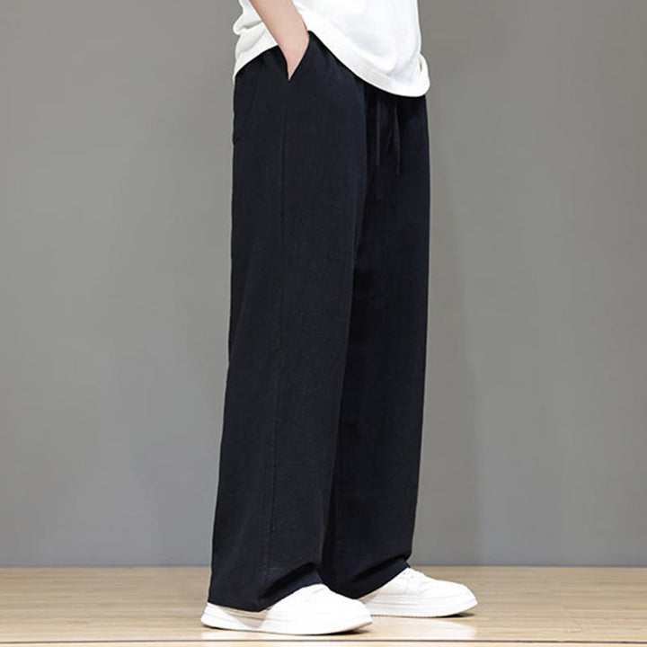 Pantalones rectos de lino y algodón de verano para hombre con bolsillos de Buddha Stones - image 33