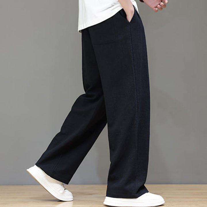 Pantalones rectos de lino y algodón de verano para hombre con bolsillos de Buddha Stones - image 34