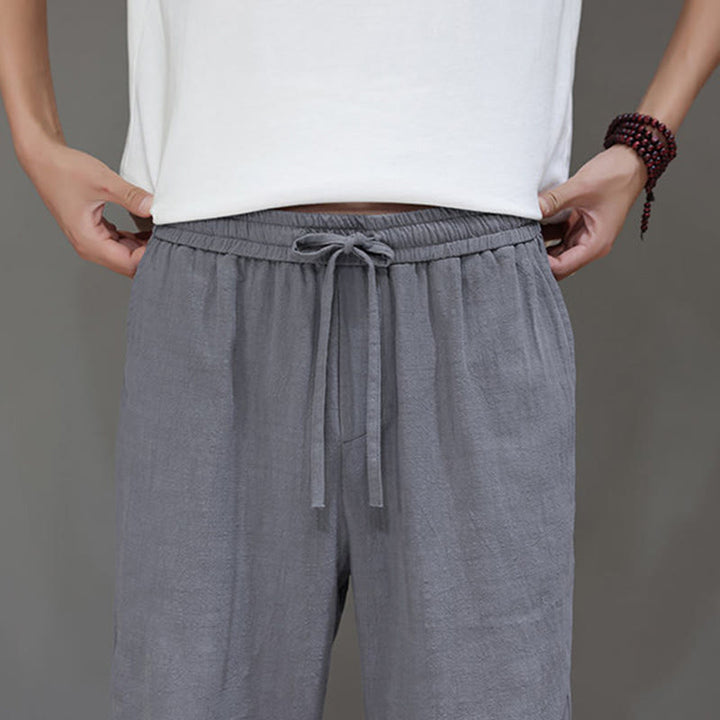 Pantalones rectos de lino y algodón de verano para hombre con bolsillos de Buddha Stones - image 26