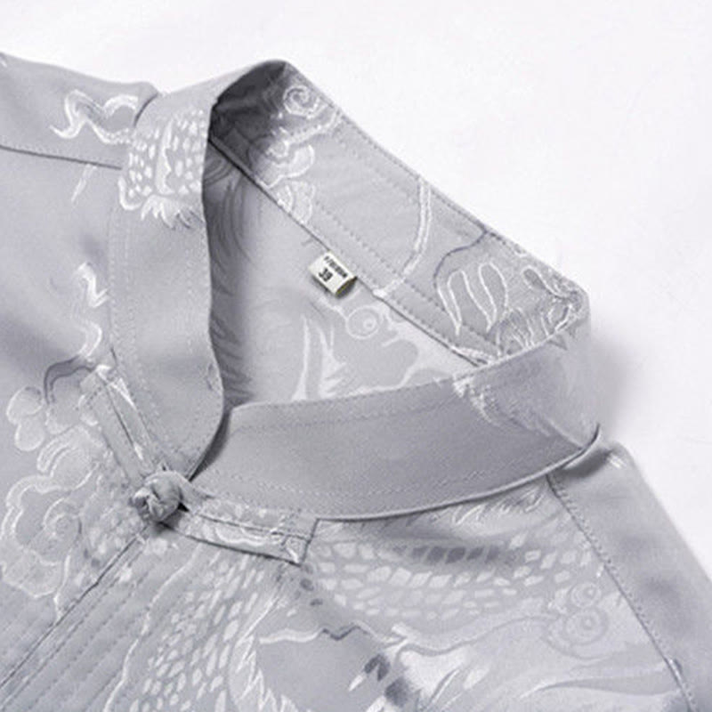 Conjunto de 2 piezas de camisa y pantalones de manga larga con botones de rana y dragón para hombre con Buddha Stones - image 8