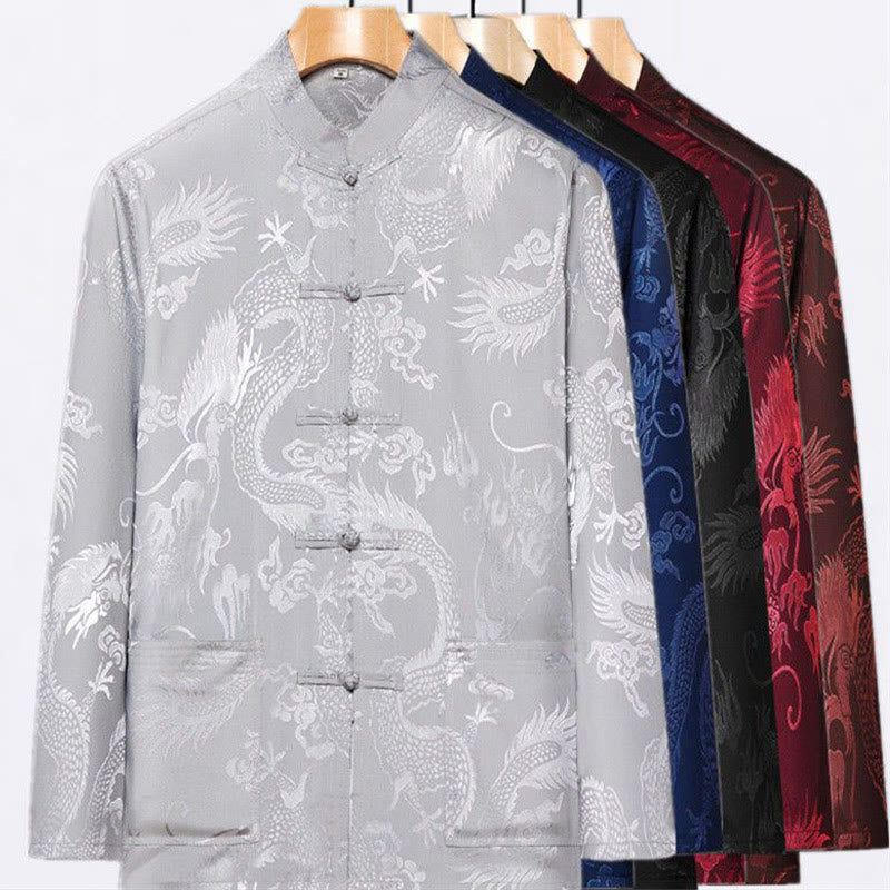 Conjunto de 2 piezas de camisa y pantalones de manga larga con botones de rana y dragón para hombre con Buddha Stones - image 16