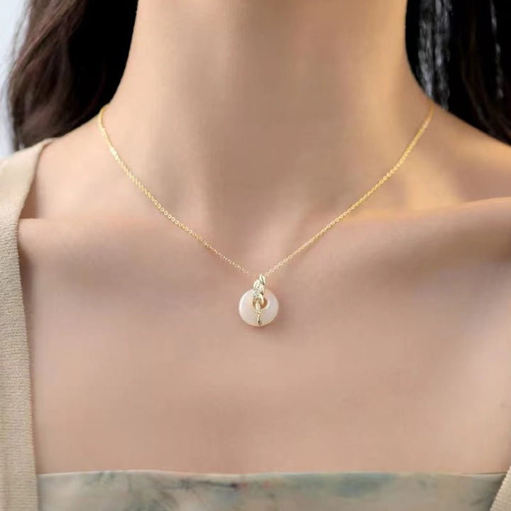 Colgante de plata de ley 925 con forma de trigo y jade hetiano con Buddha Stones
