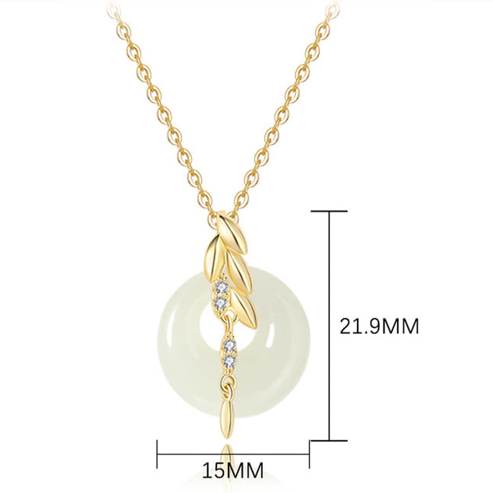 Colgante de plata de ley 925 con forma de trigo y jade hetiano con Buddha Stones