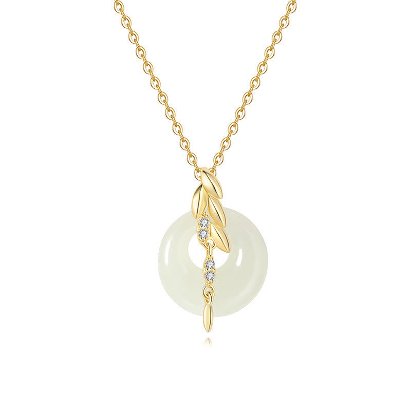 Colgante de plata de ley 925 con forma de trigo y jade hetiano con Buddha Stones