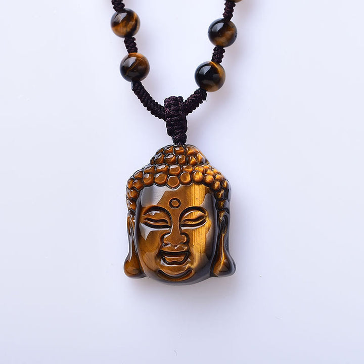 Collar con colgante de cabeza de Buda con Buddha Stones y ojo de tigre - image 20