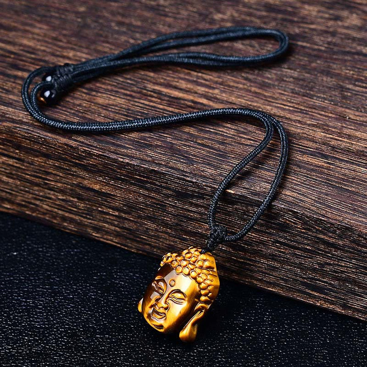 Collar con colgante de cabeza de Buda con Buddha Stones y ojo de tigre - image 7