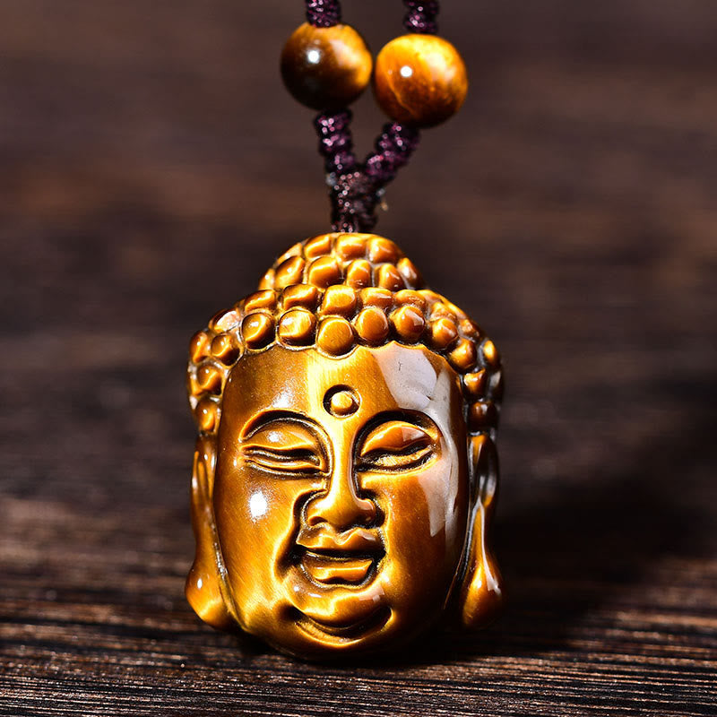 Collar con colgante de cabeza de Buda con Buddha Stones y ojo de tigre - image 17