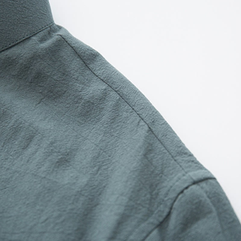 Conjunto de 2 piezas de camisa y pantalones de manga larga con botones de rana de lino para hombre con Buddha Stones - image 7