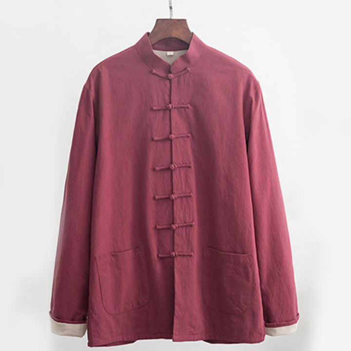 Conjunto de 2 piezas de camisa y pantalones de manga larga con botones de rana de lino para hombre con Buddha Stones - image 19