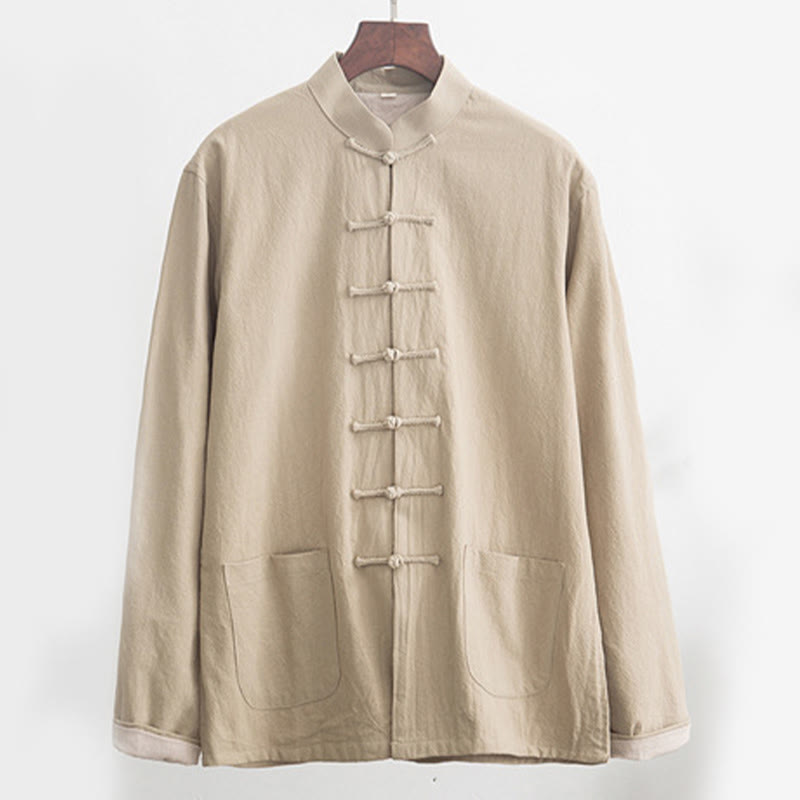 Conjunto de 2 piezas de camisa y pantalones de manga larga con botones de rana de lino para hombre con Buddha Stones - image 21