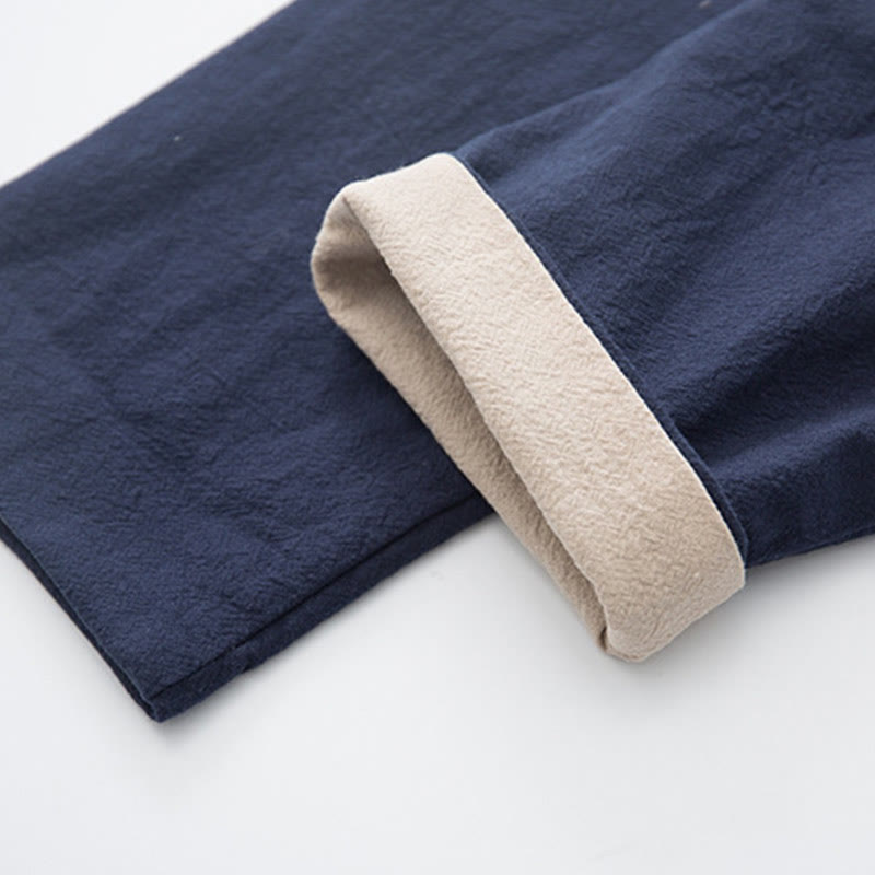 Conjunto de 2 piezas de camisa y pantalones de manga larga con botones de rana de lino para hombre con Buddha Stones - image 29