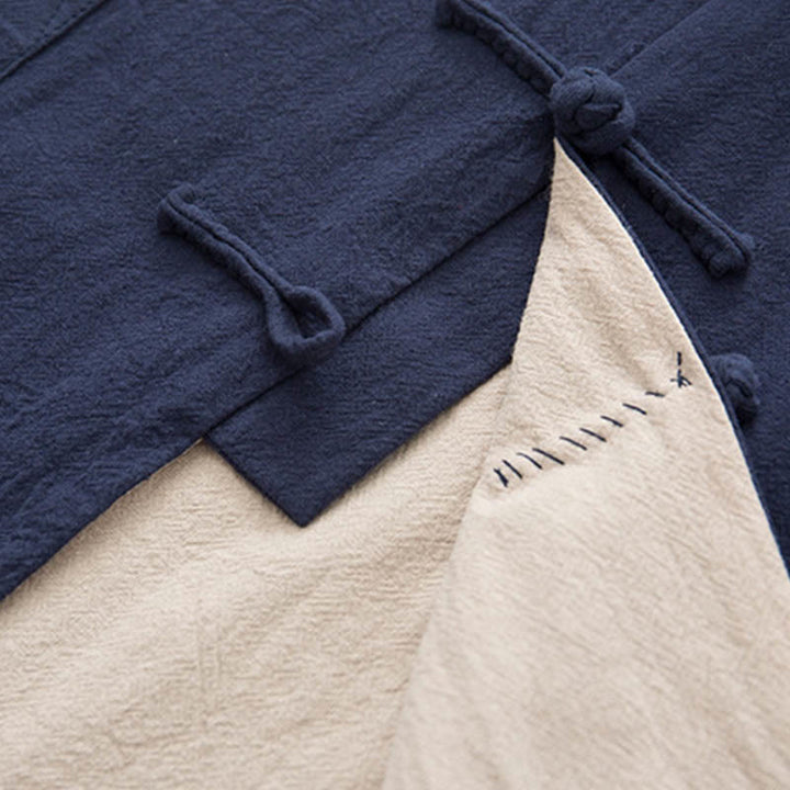 Conjunto de 2 piezas de camisa y pantalones de manga larga con botones de rana de lino para hombre con Buddha Stones - image 27