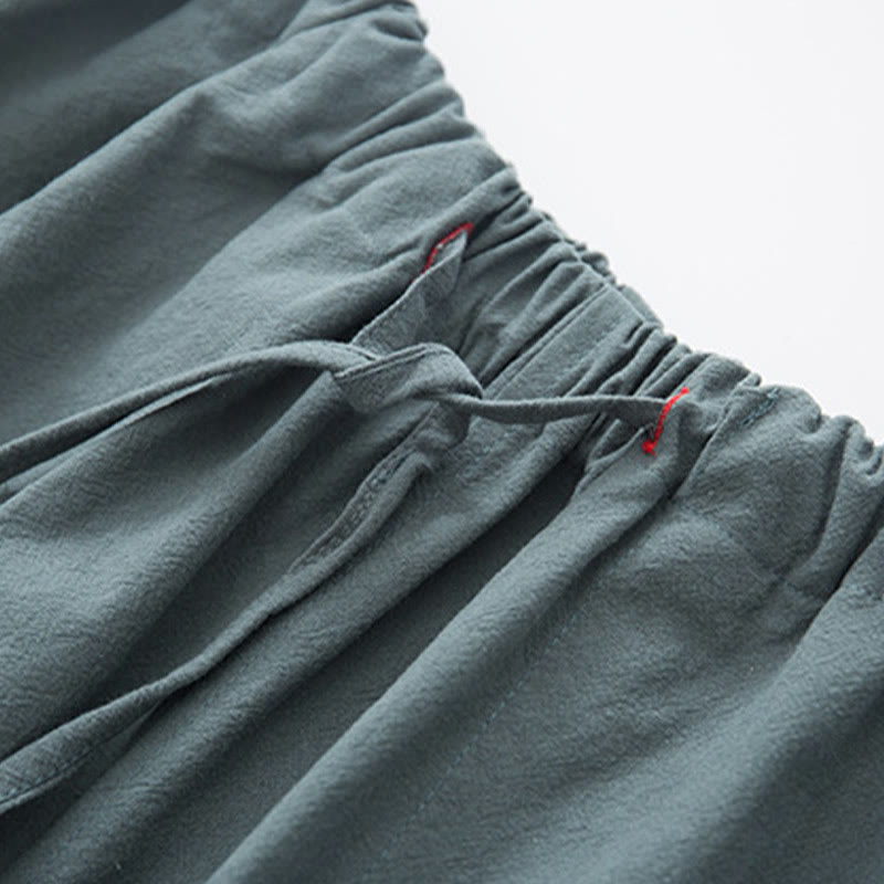 Conjunto de 2 piezas de camisa y pantalones de manga larga con botones de rana de lino para hombre con Buddha Stones - image 13