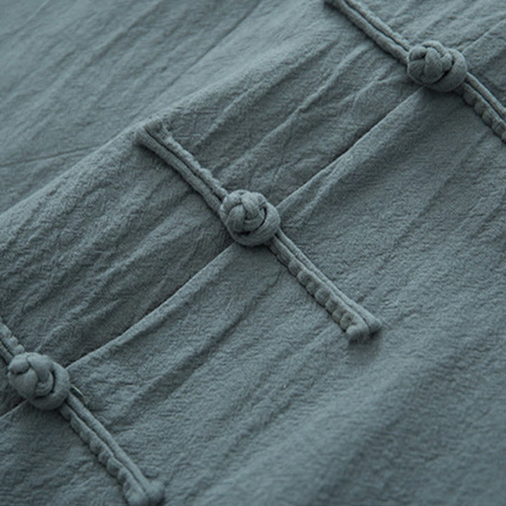 Conjunto de 2 piezas de camisa y pantalones de manga larga con botones de rana de lino para hombre con Buddha Stones - image 8