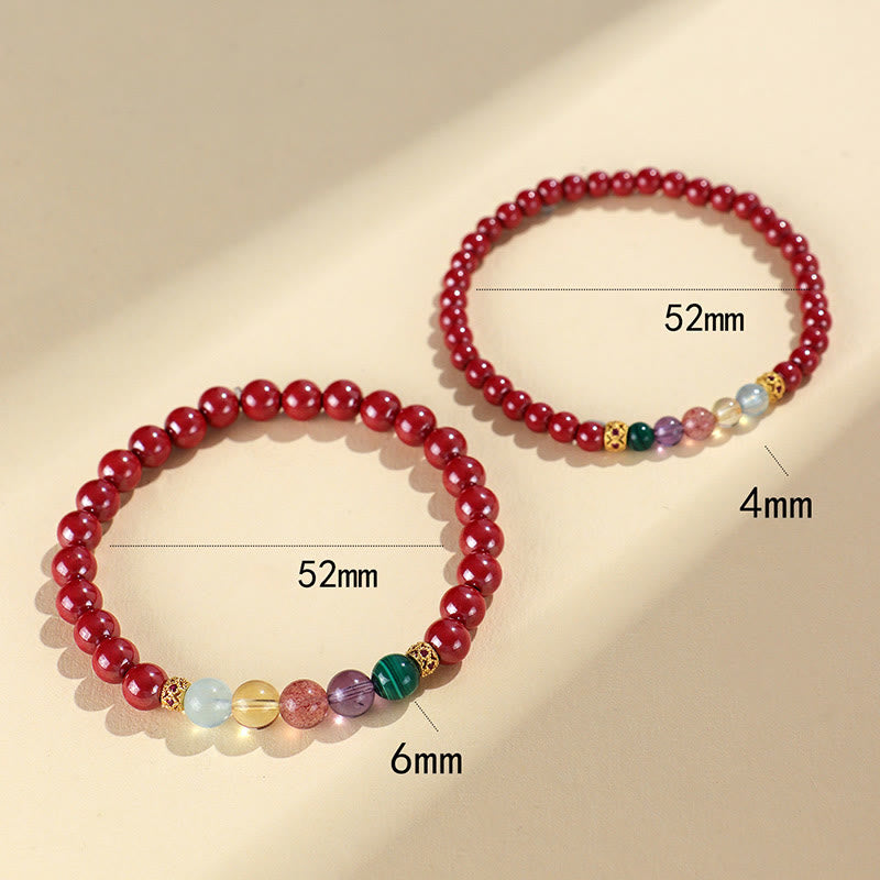 Pulsera de bendición con Buddha Stones, cinabrio, aguamarina, citrino, cuarzo fresa, amatista y malaquita
