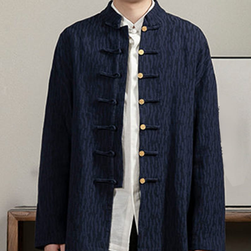 Camisa de hombre de lino jacquard con Buddha Stones