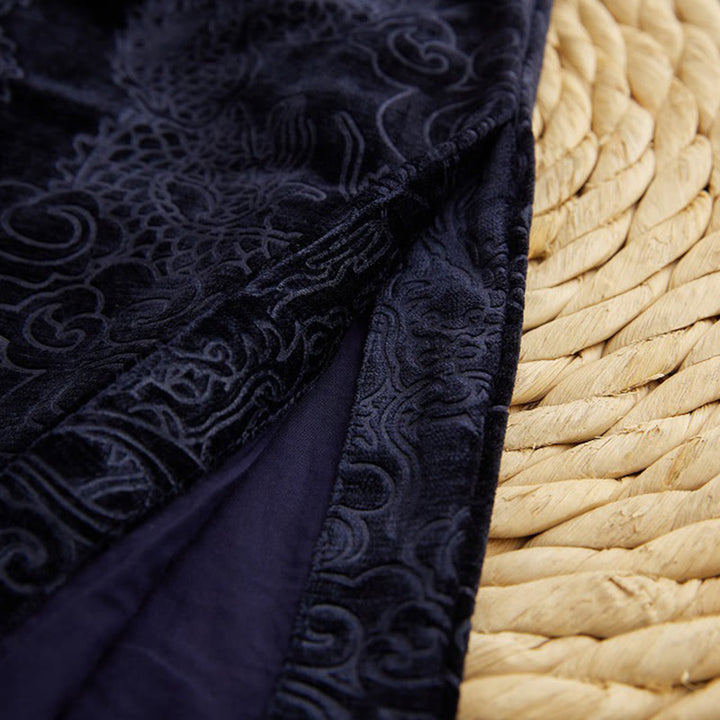 Traje chino vintage con Buddha Stones para otoño e invierno, túnica de jacquard con dragón para hombre y bolsillos - image 11