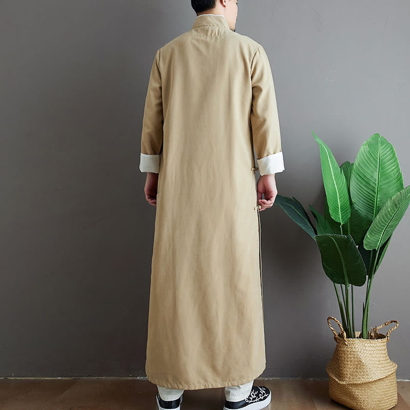 Traje Tang de algodón con botones de rana y color sólido para hombre, con Buddha Stones y caída - image 12